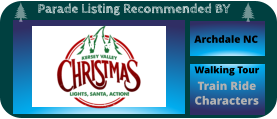 Parade Listing Recommended BY Archdale NC Walking Tour Train Ride Characters  More